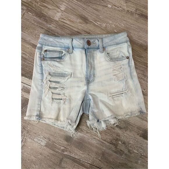 American Eagle High Rise Shortie Next Level Stretch Light Wash Women’s Sz 4 - Picture 1 of 6